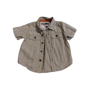 EUC Old Navy Kids Striped Green Orange 6-12 Months Button Down Shirt